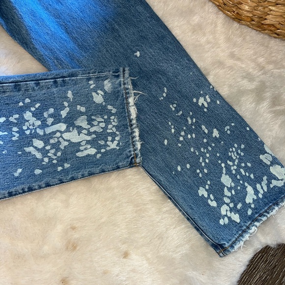 Madewell The Dadjean: Bleached Edition High-Rise Light Wash Splatter Jeans 26 - Picture 16 of 16